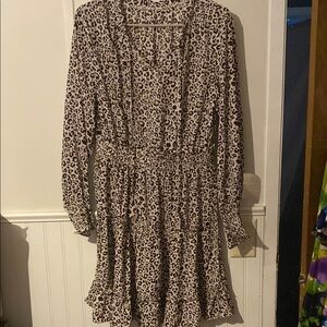 Leopard Print Long Sleeve Dress